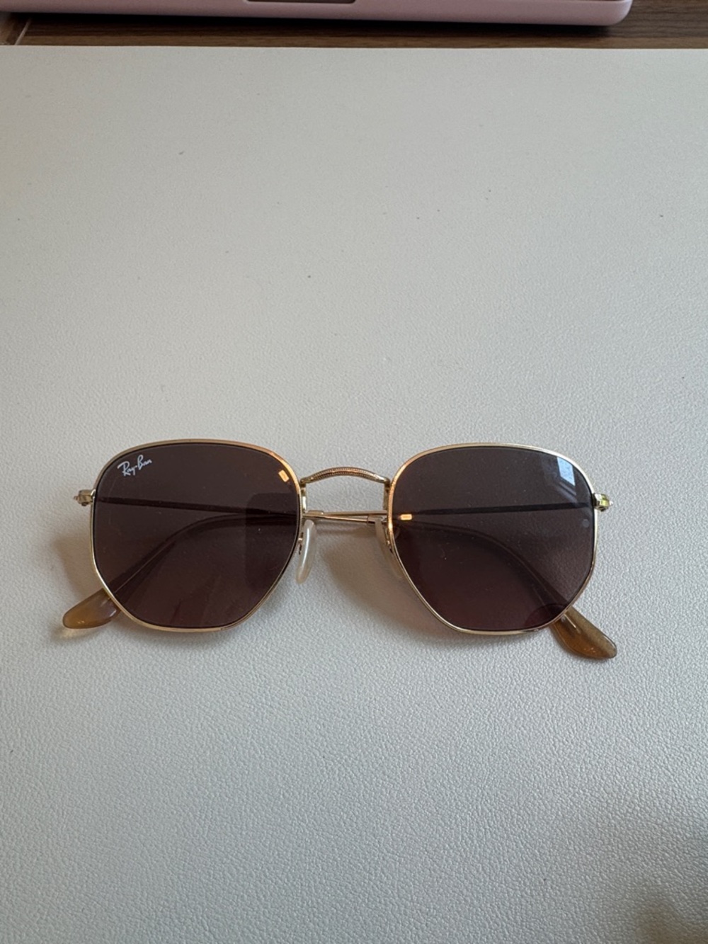 Ray-Ban Gold Frame Sunglasses with Brown Lenses